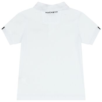 Boys White Logo Polo Shirts