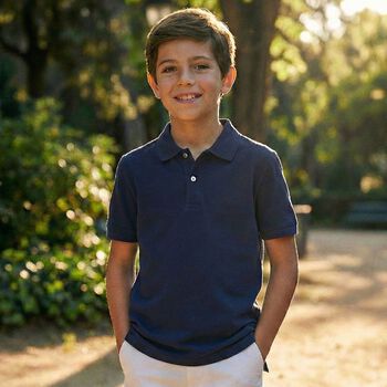 قميص بولو باللون الرمادي للأولاد