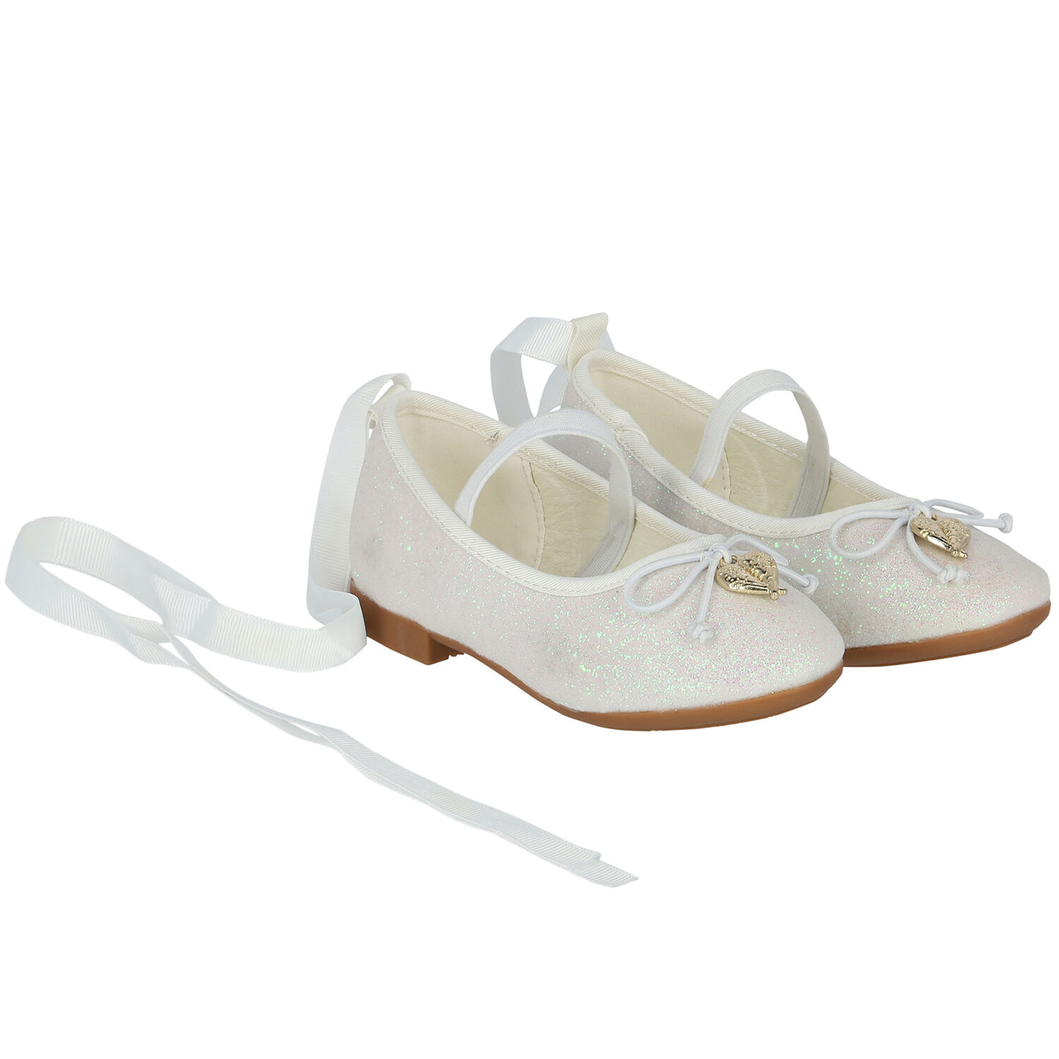 Girls White Glitter Shoes, 2, hi-res