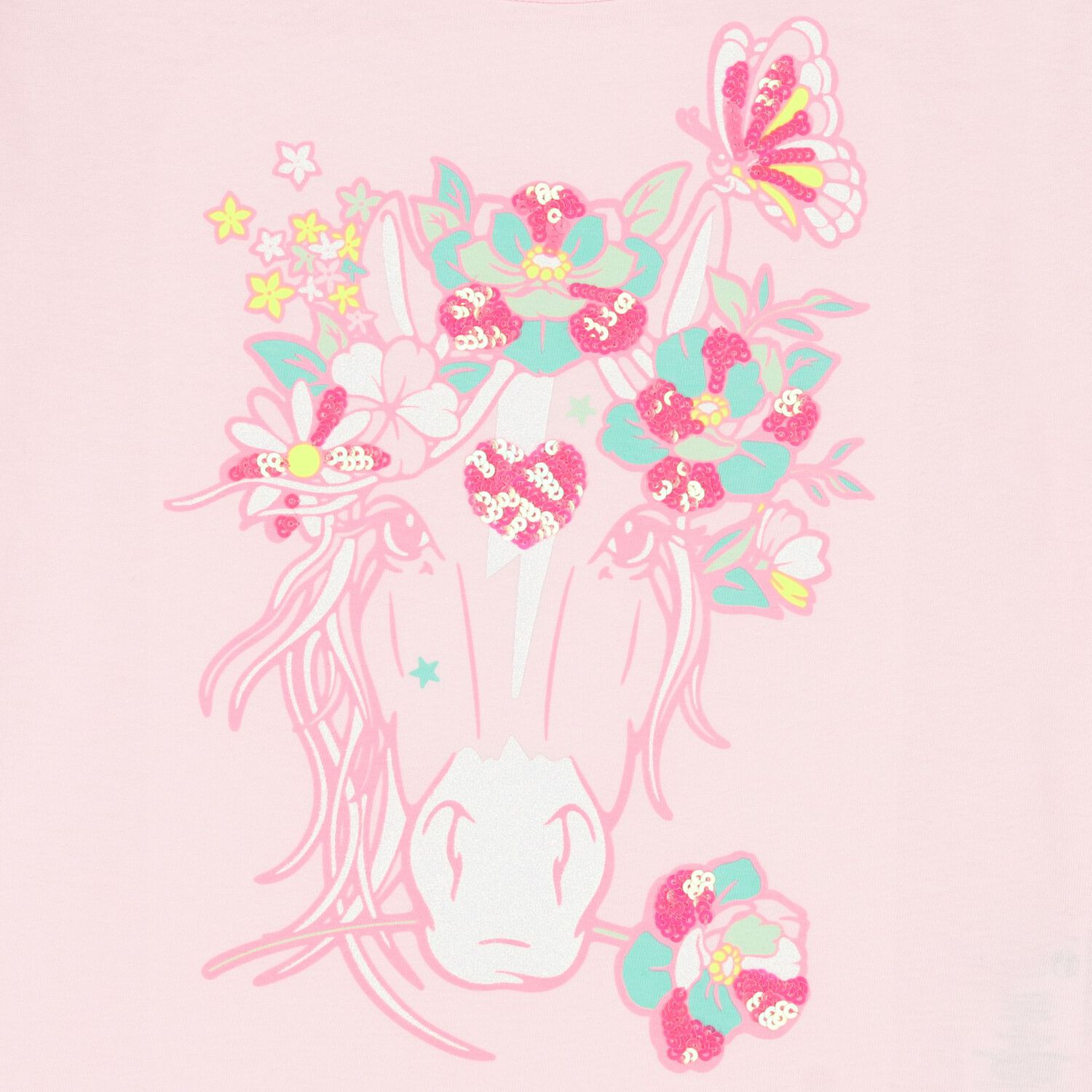 Girls Pink Horse Sequin T-Shirt, 1, hi-res