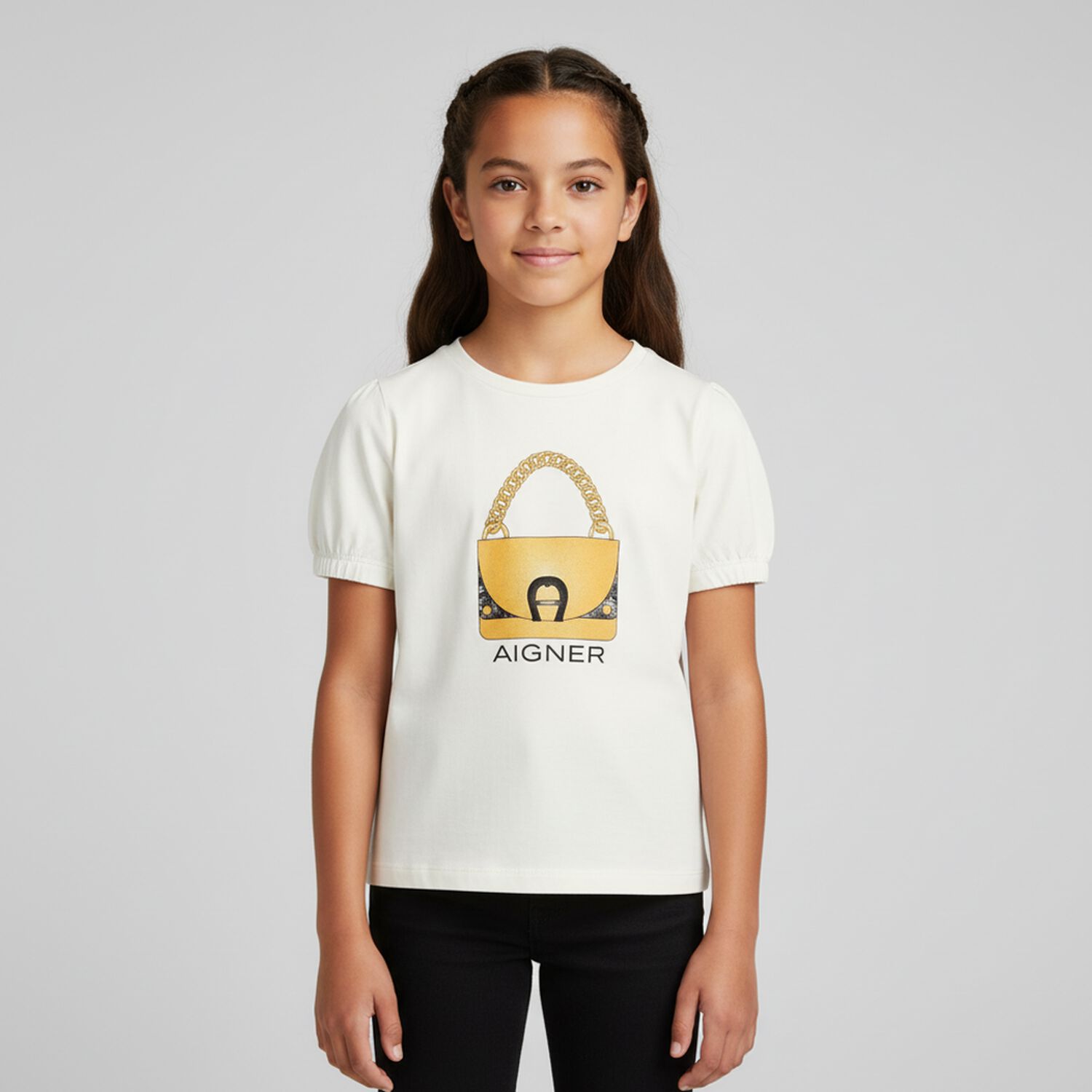Girls Ivory Logo Bag T-Shirt, 1, hi-res image number null