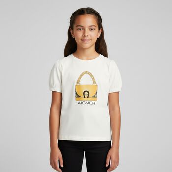 Girls Ivory Logo Bag T-Shirt