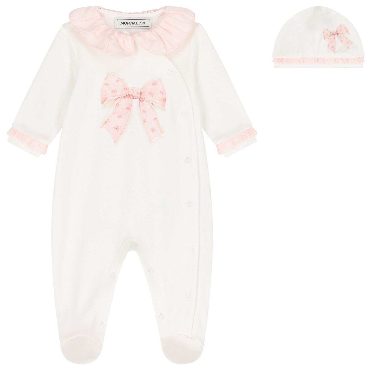 Baby Girls Ivory & Pink Babygrow Set, 1, hi-res image number null