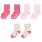 Baby Girls Pink & Beige Logo Socks ( 3-Pack ) , 1, hi-res