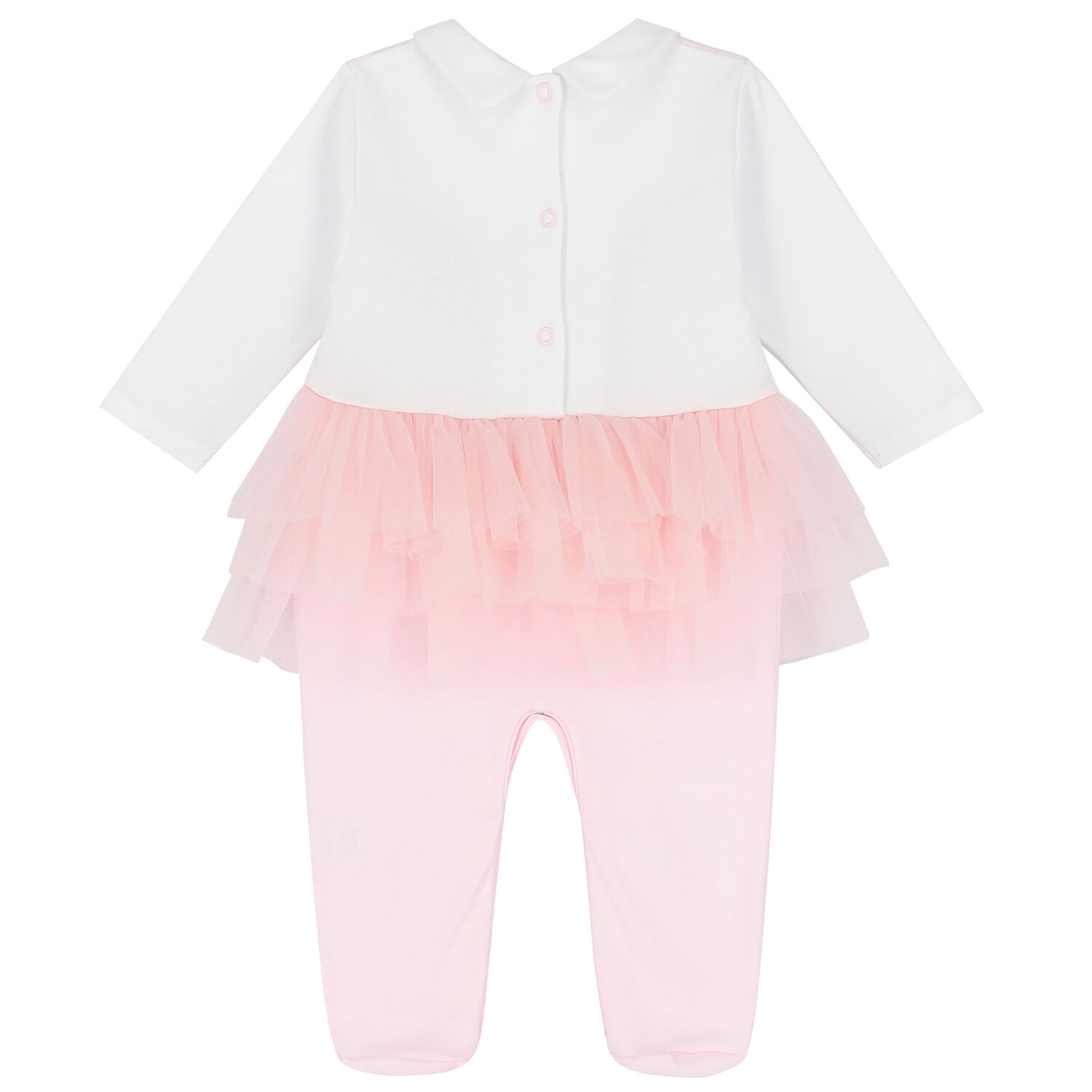 Baby Girls White & Pink Floral Babygrow, 1, hi-res image number null