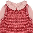 فستان شيفون من قماش التويد الأحمر والكريب الوردي للبنات, 1, hi-res