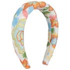 Girls White Floral Embroidered Headband , 1, hi-res