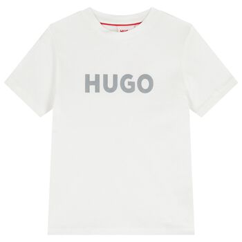 قميص أبيض للأولاد بشعار