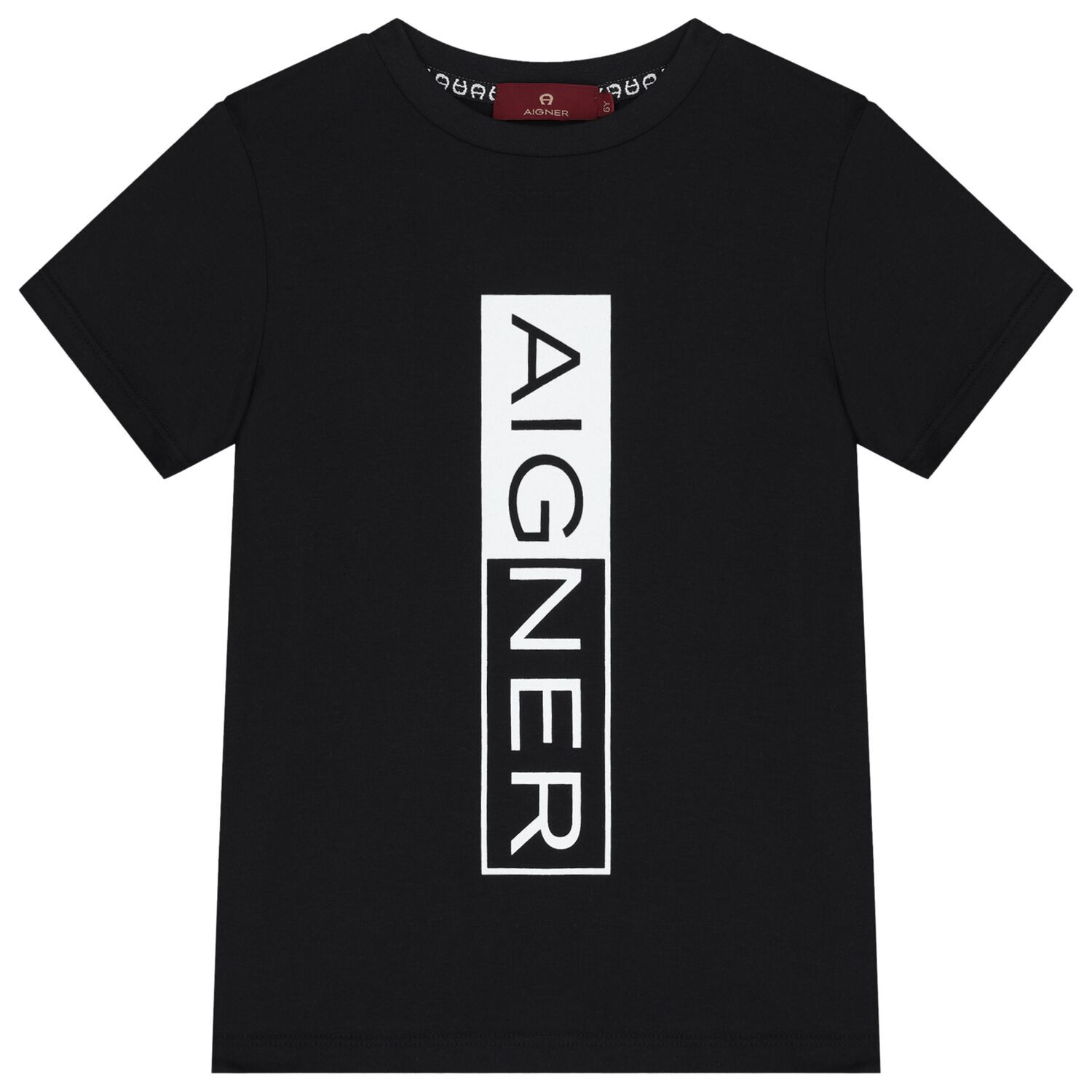 تيشيرت أولاد بالشعار باللون الأسود, 1, hi-res image number null