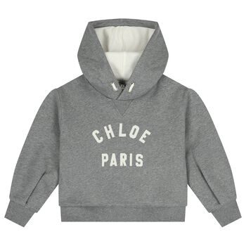 توب هودي بنات بالشعار باللون الرمادي 