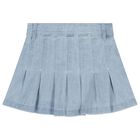 Girls Denim Blue Pleated Skirt, 1, hi-res