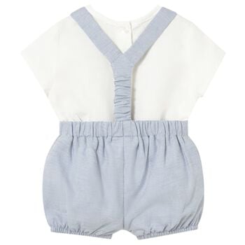 طقم شورت للأولاد الرضع باللون الابيض والازرق