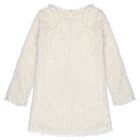 Girls Beige Metallic Fringed Dress, 1, hi-res