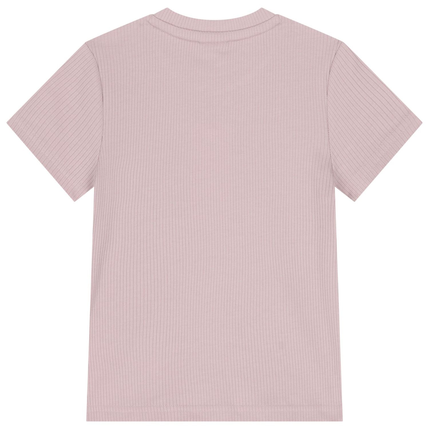 Girls Pink Logo Ribbed T-Shirt, 1, hi-res