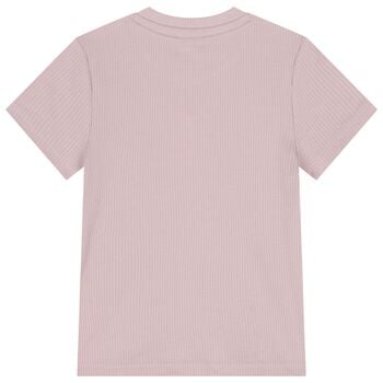 Girls Pink Logo Ribbed T-Shirt
