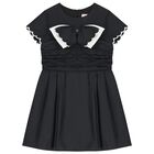 فستان بنات بفيونكة باللون الأسود, 2, hi-res