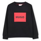 Boys Black Logo Sweatshirt, 1, hi-res