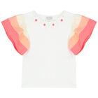 Girls White Flower T-Shirt, 1, hi-res