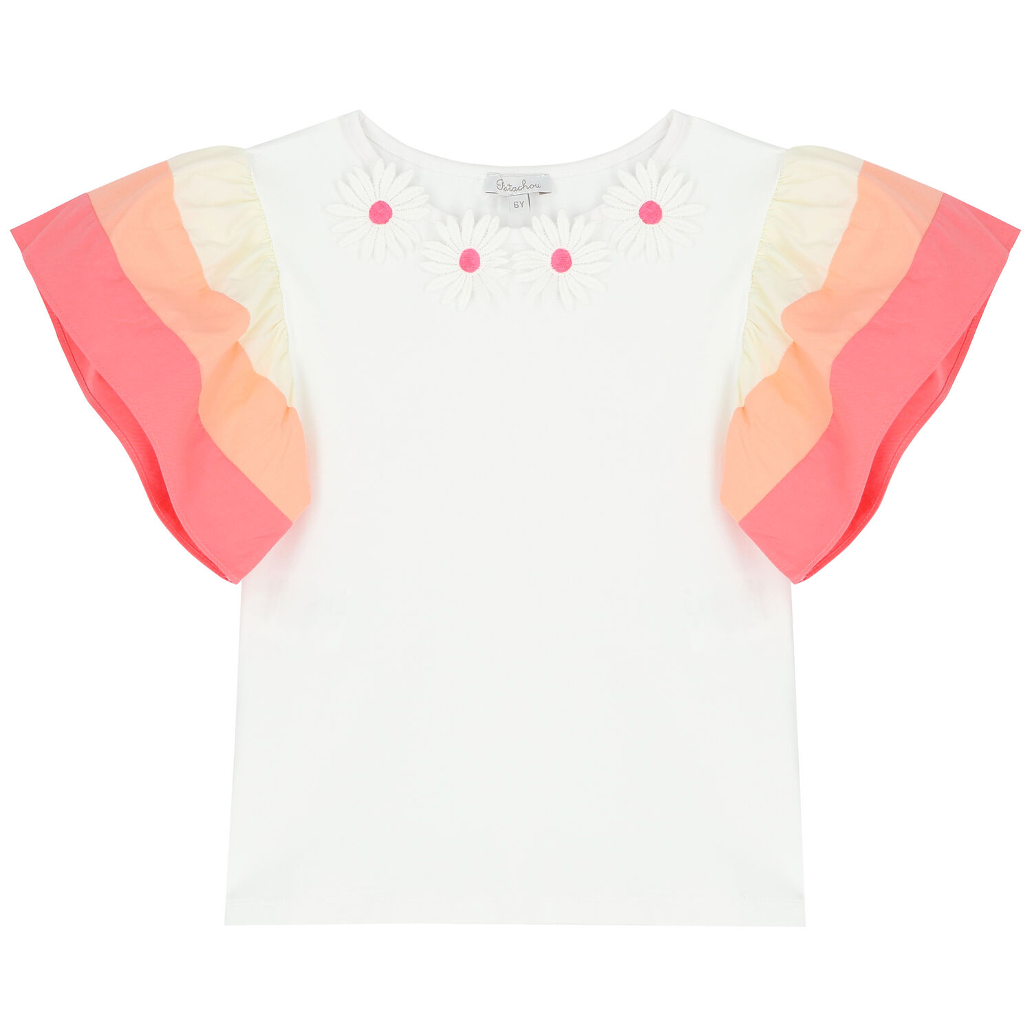 Girls White Flower T-Shirt, 1, hi-res image number null