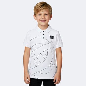 Boys White Logo Polo Shirt