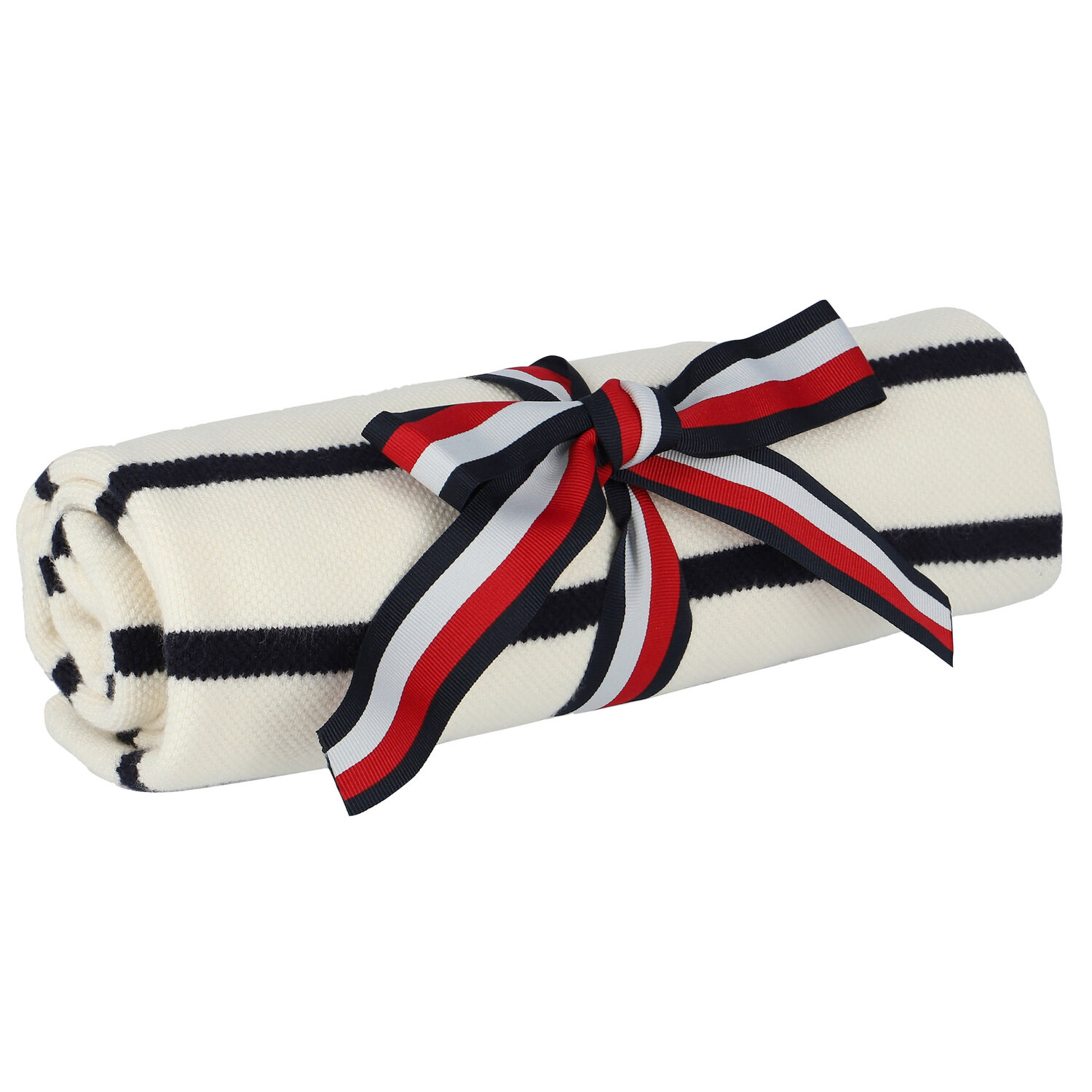 بطانية مخططة باللون العاجي والأسود, 1, hi-res