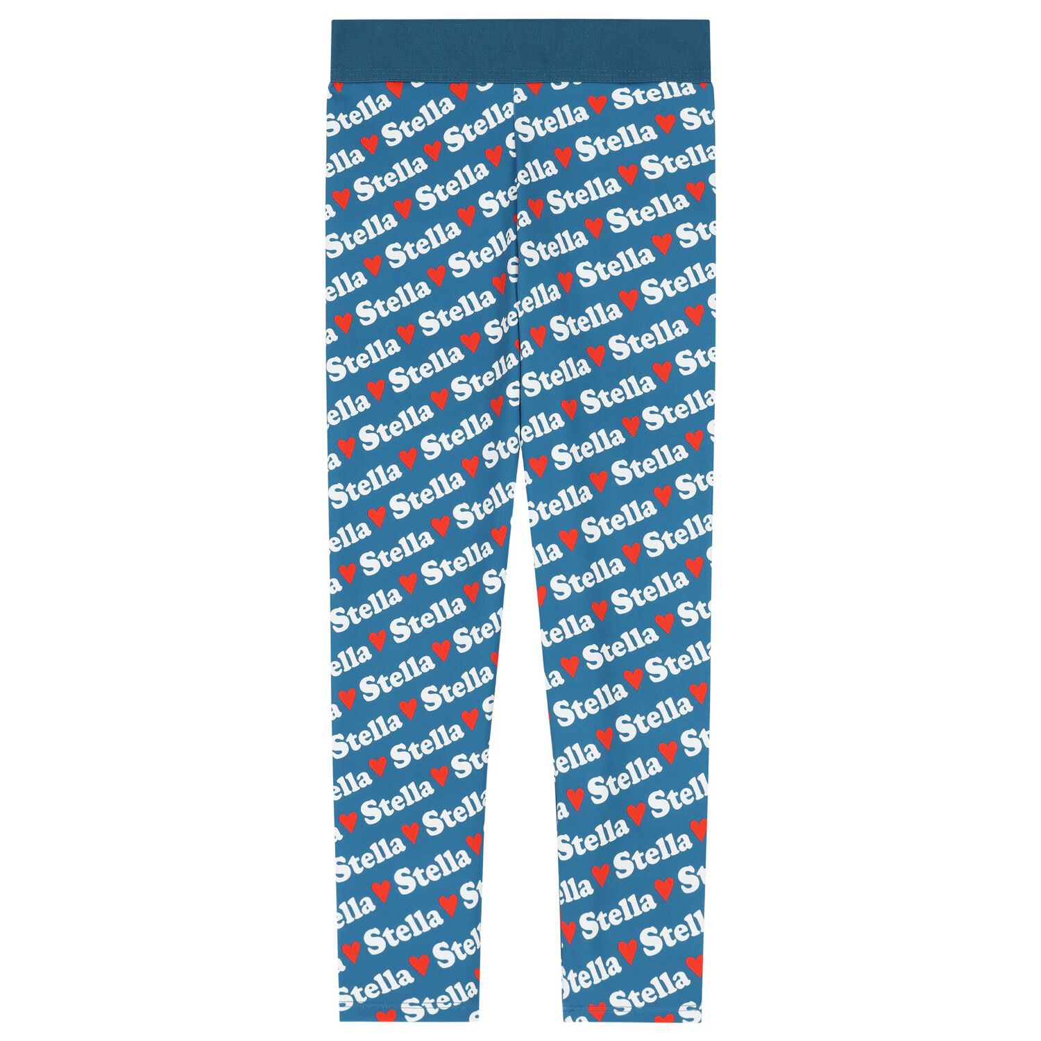 Girls Blue Logo Heart Leggings, 1, hi-res image number null