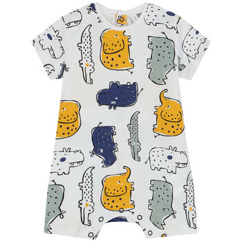 Baby Boys White Animals Romper