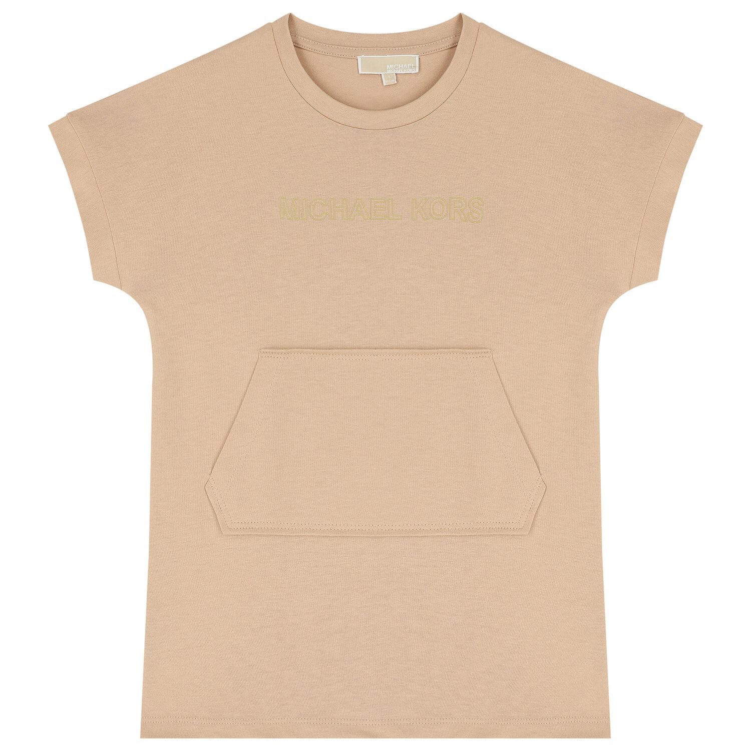 فستان بنات بالشعار باللون البيج, 1, hi-res