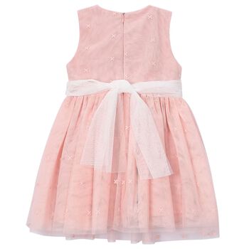 Girls Pink Embroidered Tulle Dress