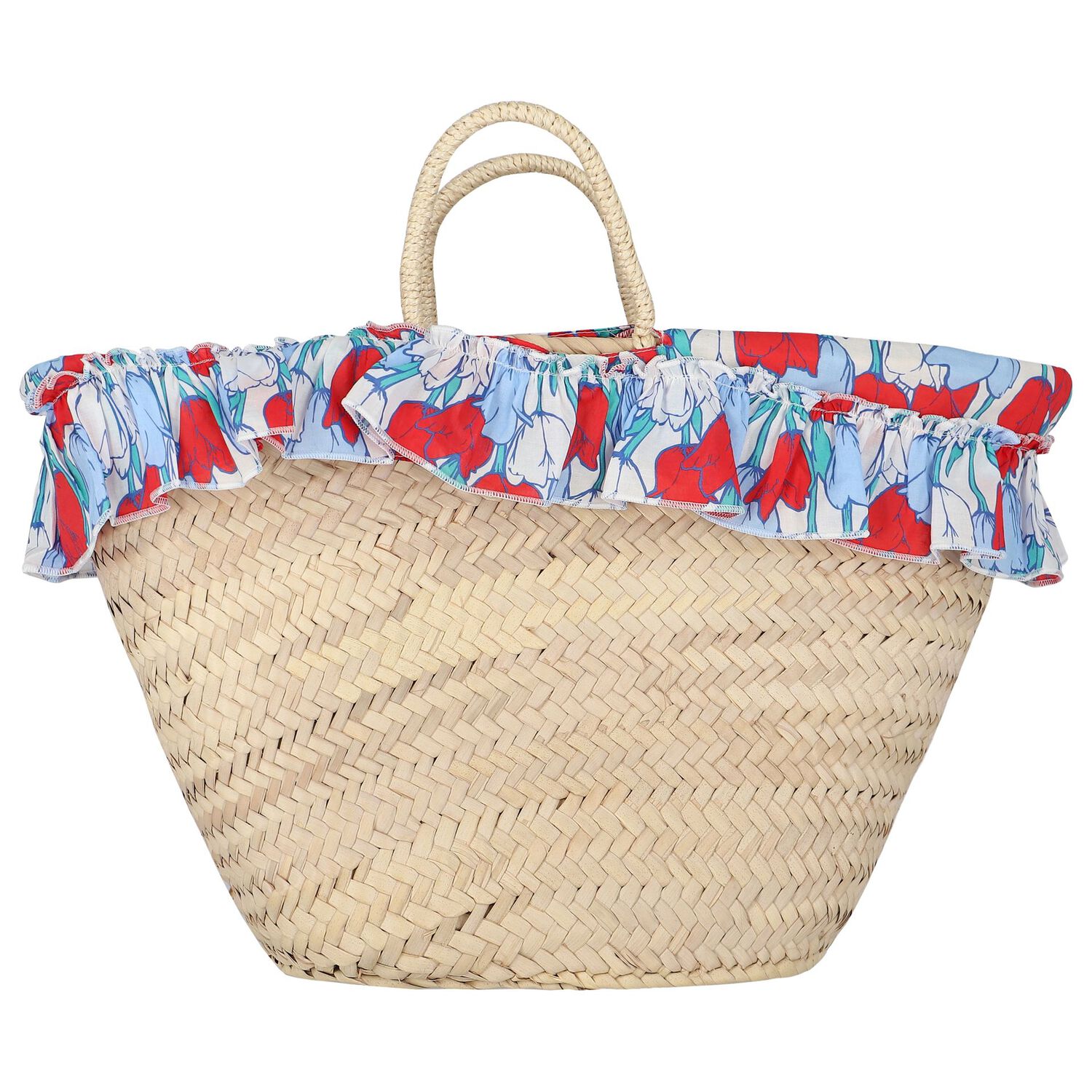 Girls Beige Floral Beach Bag, 1, hi-res