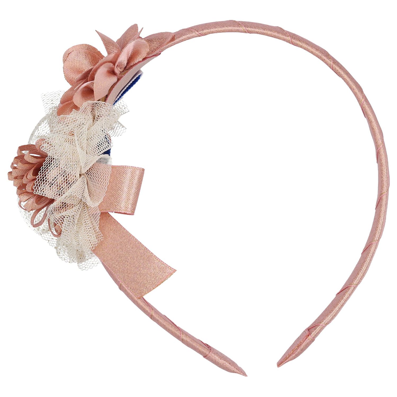 Girls Pink & Ivory Flower Headband, 2, hi-res
