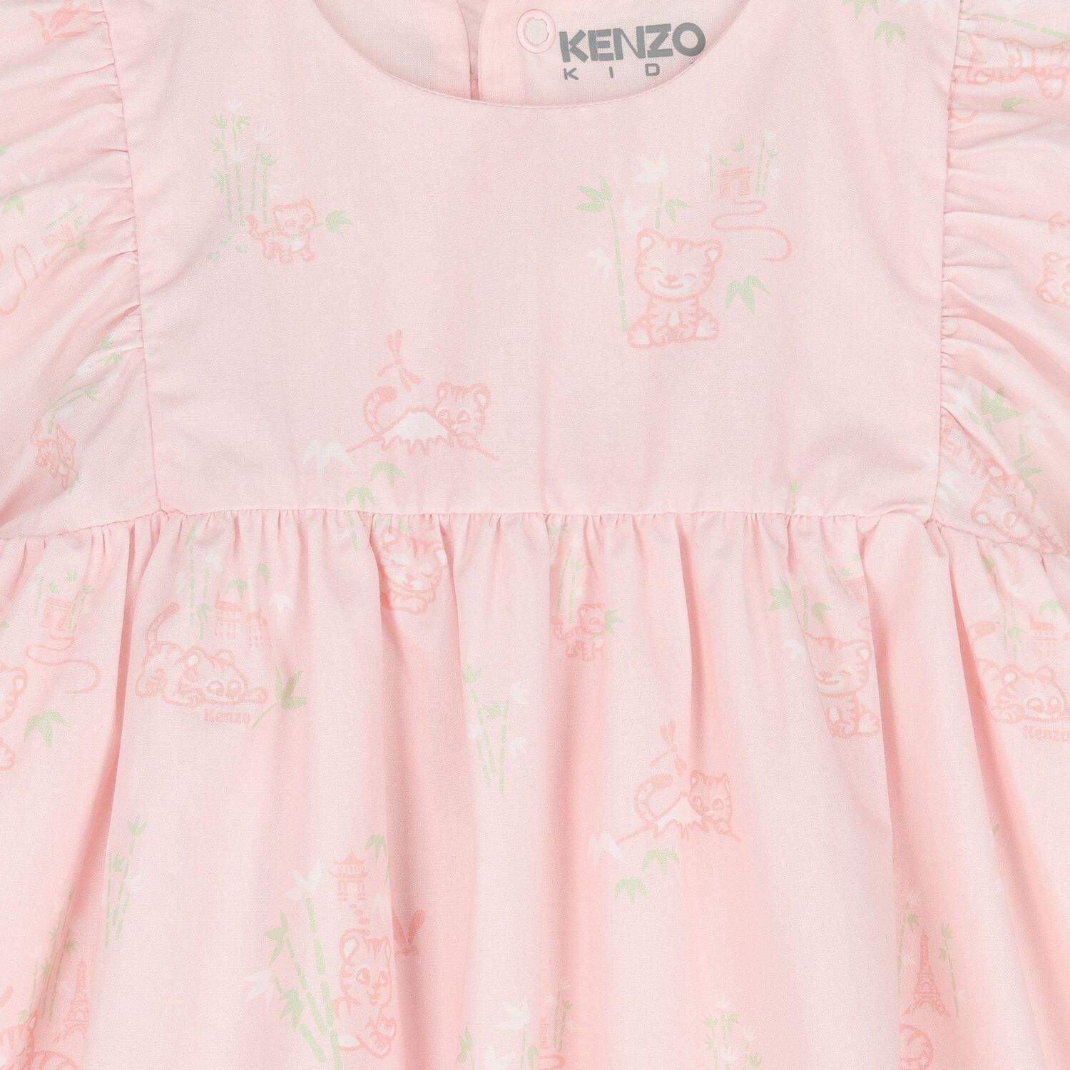 طقم فستان أطفال بطبعة نمر باللون الوردي للبنات, 1, hi-res