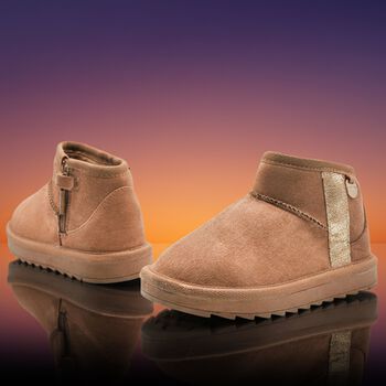 Girls Beige Faux Suede Boots