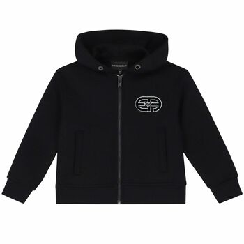 Boys Black Logo Zip up Top