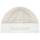 White & Beige Logo Baby Hat, 1, hi-res