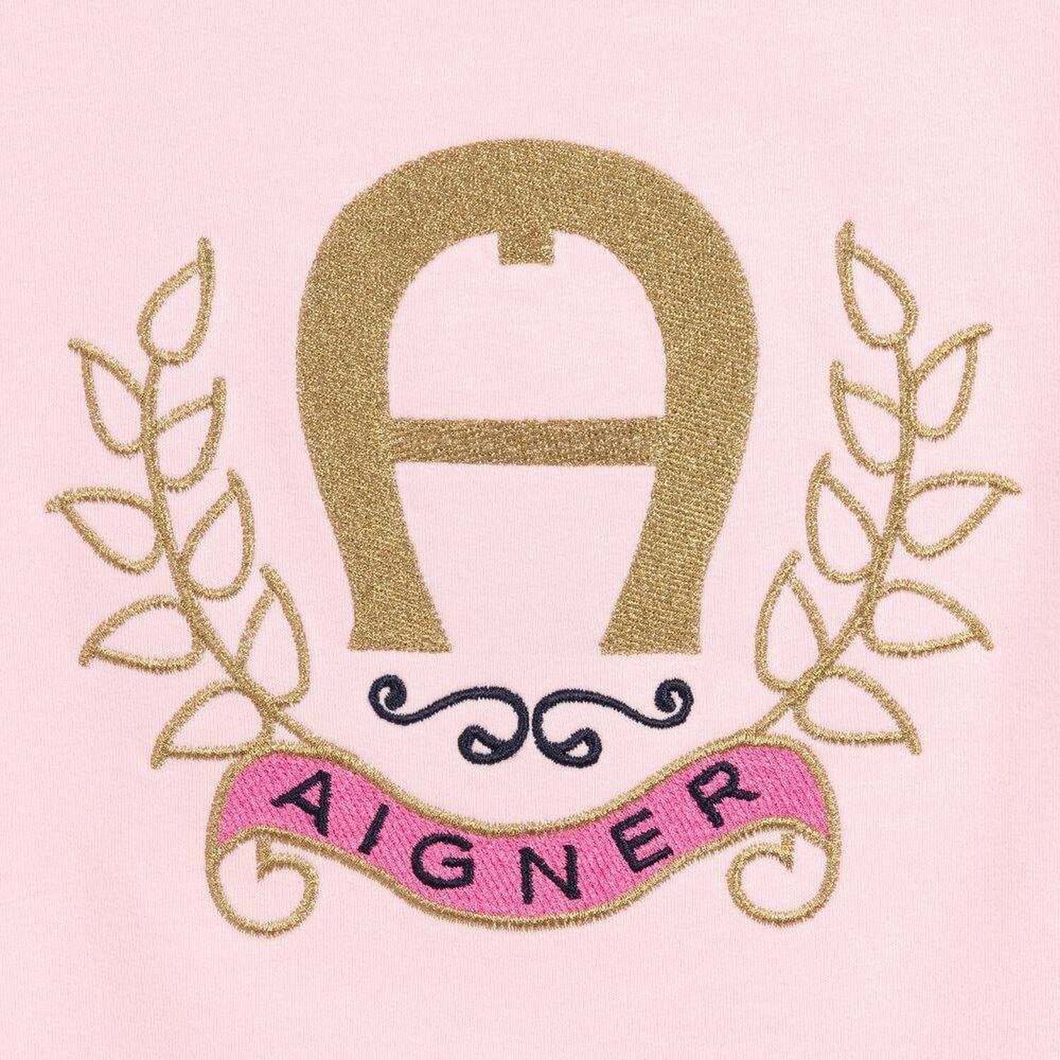 سويت شيرت بالشعار باللون الزهرى للبنات, 1, hi-res