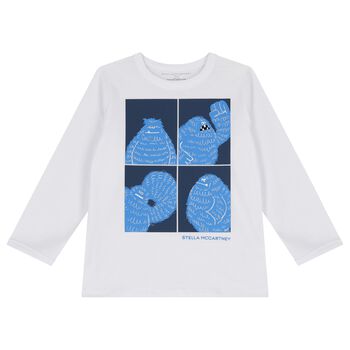 Boys White & Blue Yeti Long Sleeve Top