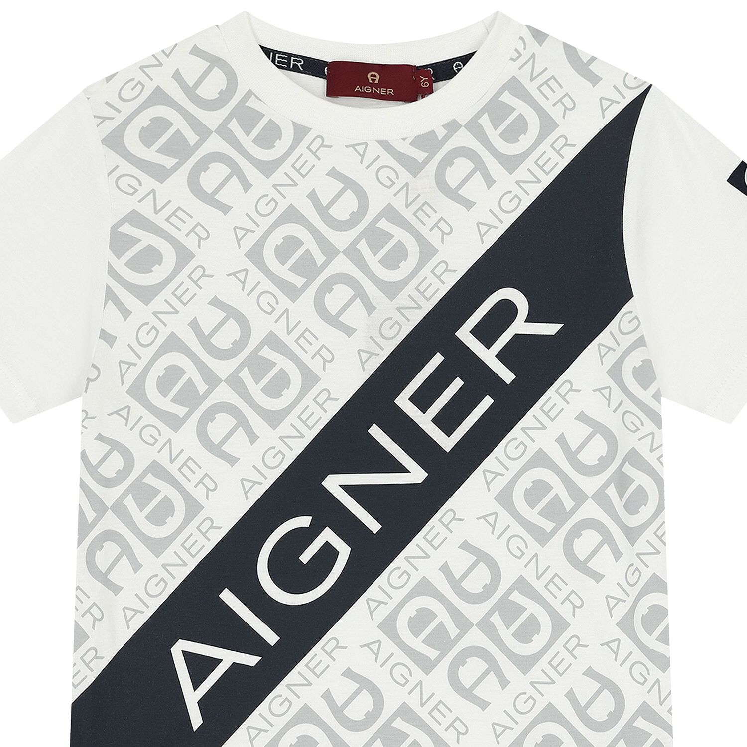 Boys White & Navy Blue Logo T-Shirt, 2, hi-res image number null