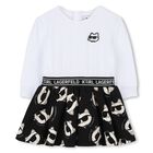 Younger Girls White & Black Choupette Dress , 1, hi-res