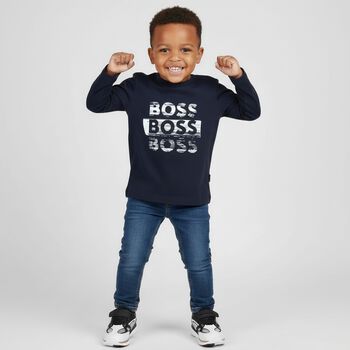 Younger Boys Navy Blue Long Sleeve Top