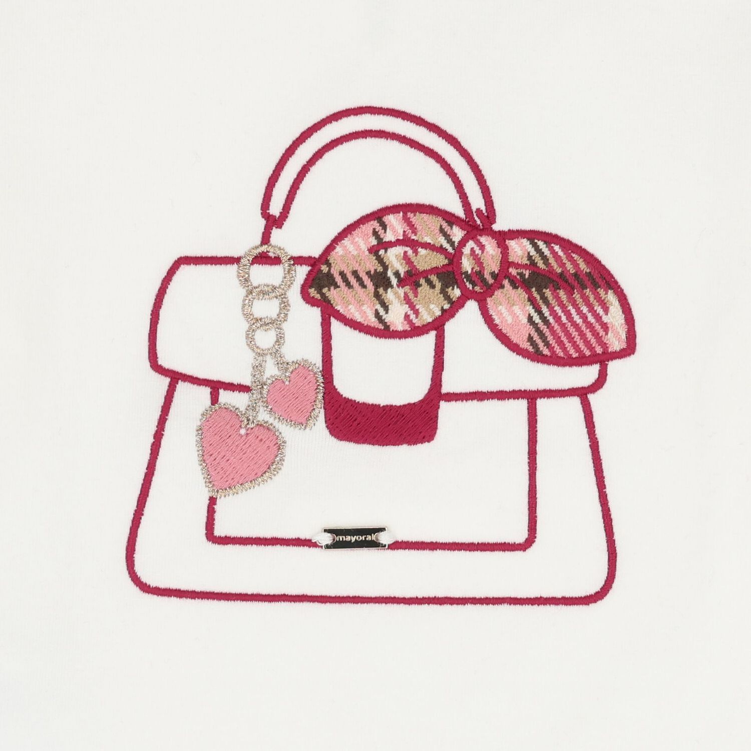 Younger Girls White & Burgundy Plaid Skirt Set, 1, hi-res