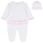 Baby Girls White & Pink Roses & Blooms Babygrow Set, 1, hi-res