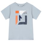 Boys Blue Embossed T-Shirt, 1, hi-res