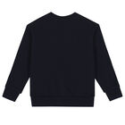 Boys Navy Logo Embroidered Sweatshirt, 1, hi-res