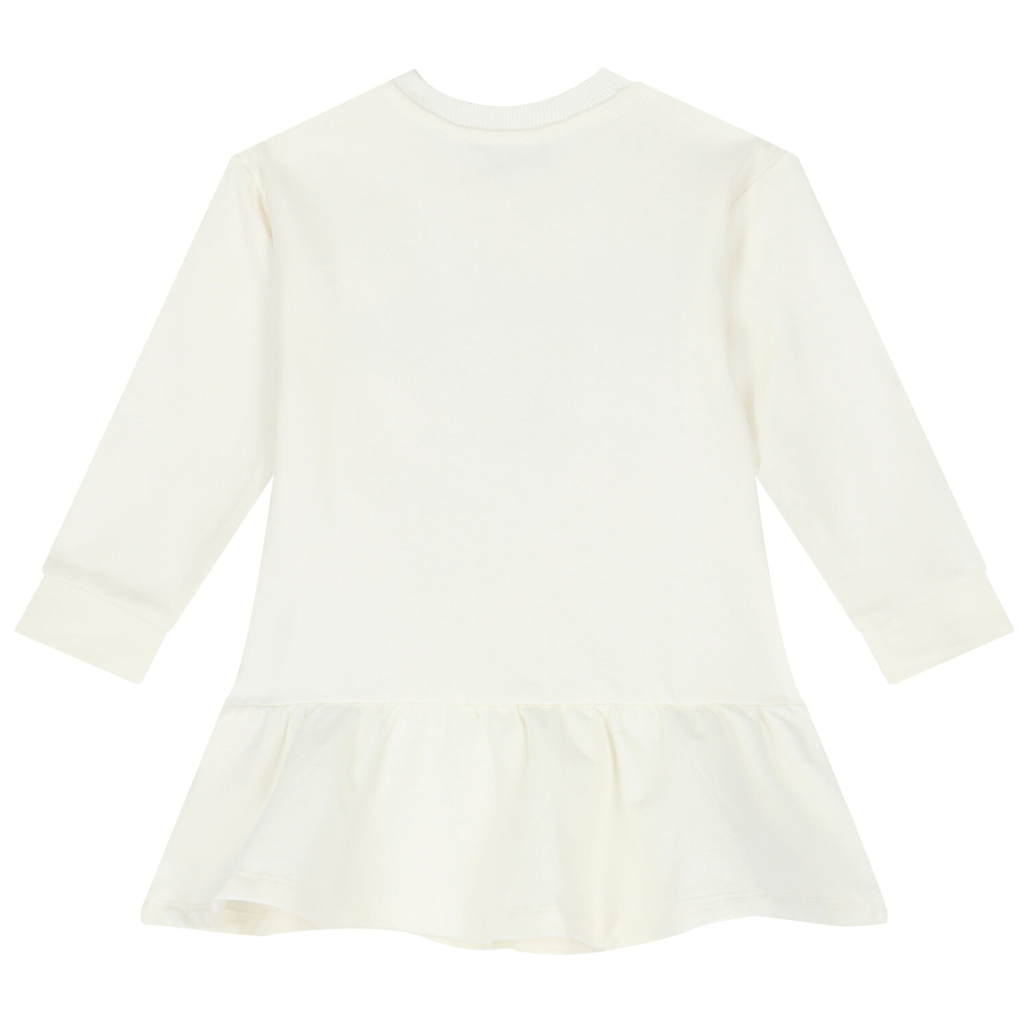 Younger Girls Ivory Teddy Bear Logo Dress, 2, hi-res