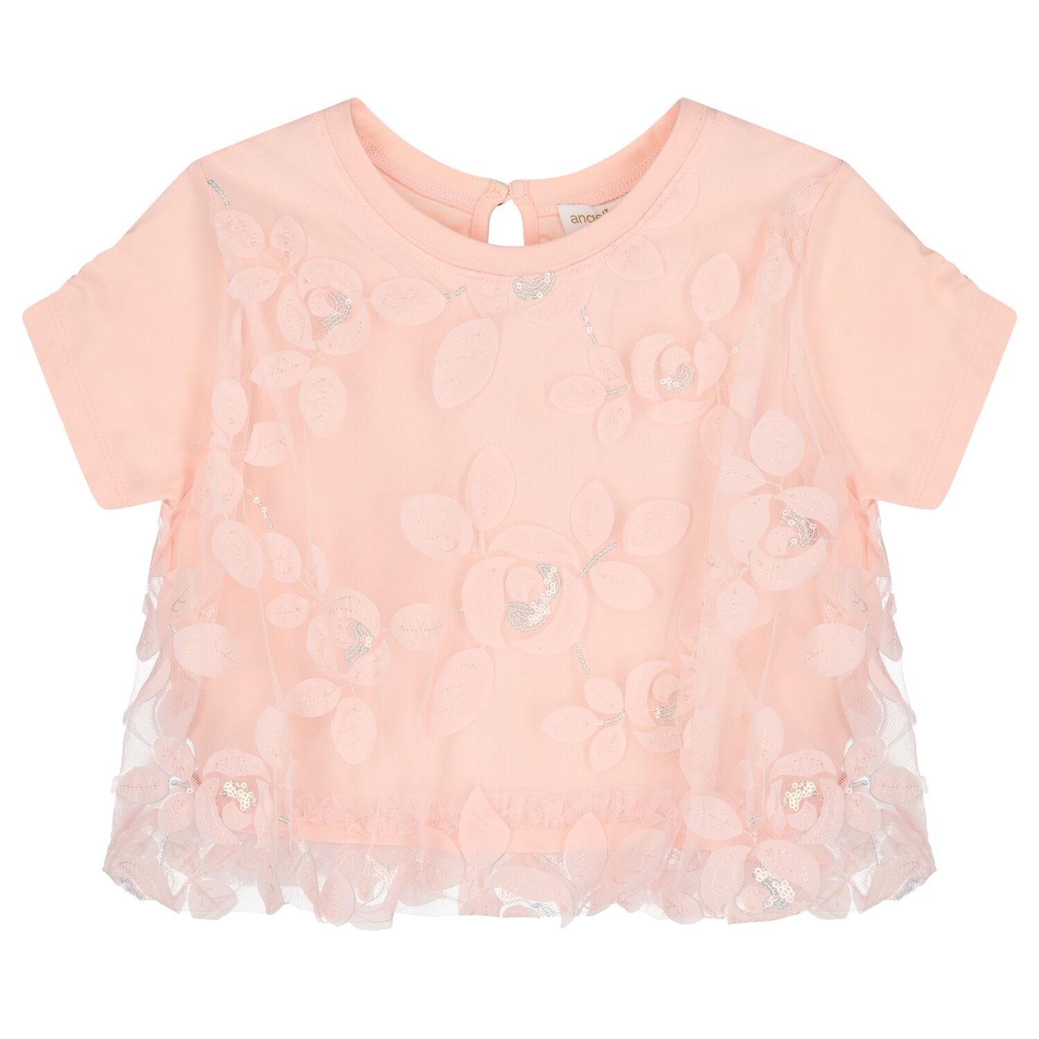 Girls Pink Sequin Tulle Top, 2, hi-res