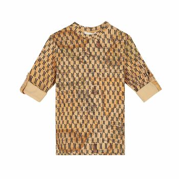 Boys Beige Geo Map Long Sleeve Top