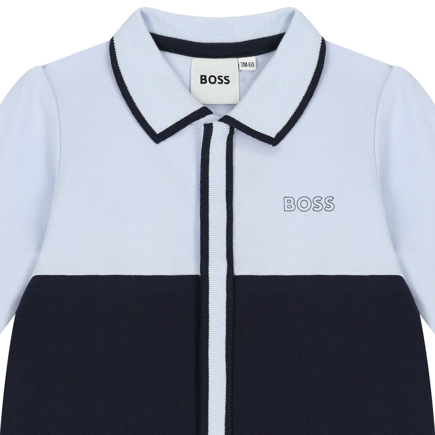 Baby Boys Blue & Navy Blue Logo Babygrow, 2, hi-res