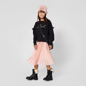 Mini Me Girls Black Logo Pearl Sweatshirt