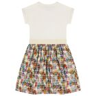 Girls Ivory & Green Ribbon Dress, 1, hi-res